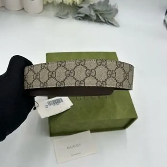 Unisex Gucci GG Marmont, Supreme leather/canvas belt size 80  display picture 1